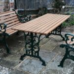 Garden Bench and Table with cast iron supports